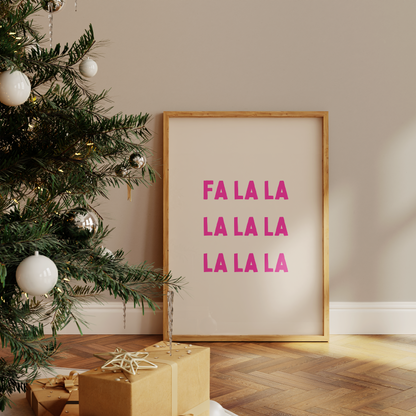 Fa La La | Hot Pink and Cream | Christmas Art Print