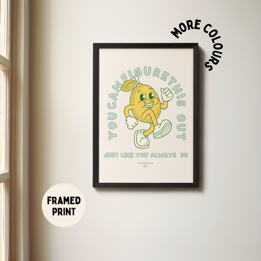 Framed | You Can Figure This Out | Seafoam and Cream | Art Print