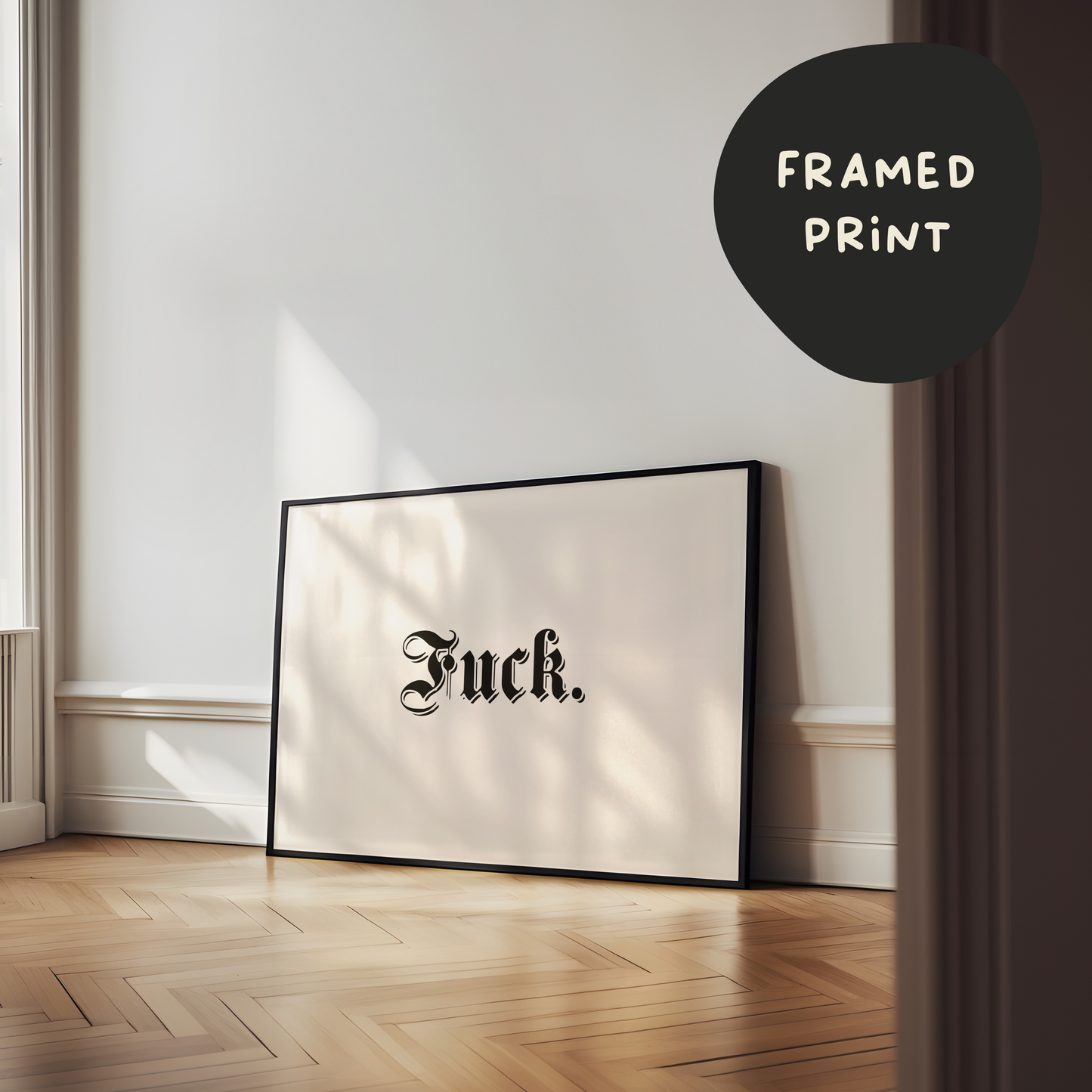 Framed | Fuck | Landscape | Black and Cream | Art Print