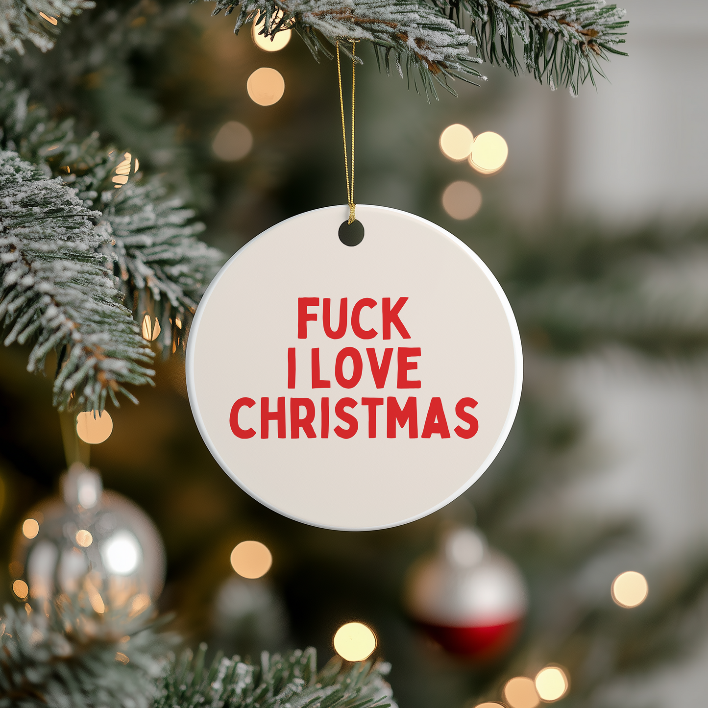 Fuck I Love Christmas | Ceramic Christmas Bauble Ornament