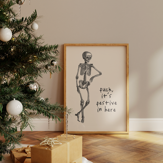 Fuck, It's Festive In Here | Black and Cream | Christmas Art Print