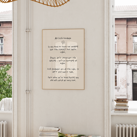WISDOM & WONDER DESIGNS X GEORGINA ROSE EVENTS | An Irish Goodbye | Wall Art Print