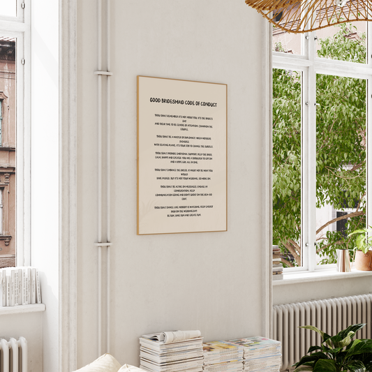 WISDOM & WONDER DESIGNS X GEORGINA ROSE EVENTS | Bridesmaid Code Of Conduct | Wall Art Print