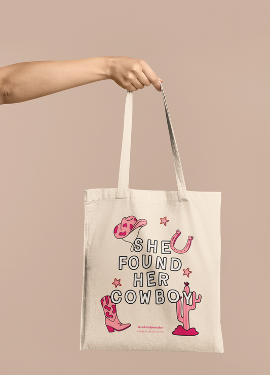 Wisdom & Wonder Designs x Georgina Rose Events | She Found Her Cowboy | Cotton Tote Bag