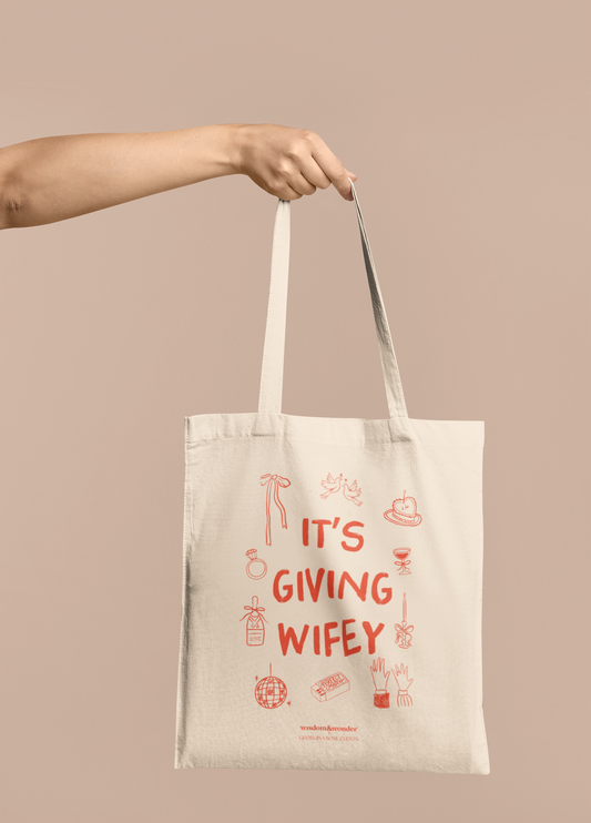 Wisdom & Wonder Designs x Georgina Rose Events | It's Giving Wifey | Cotton Tote Bag
