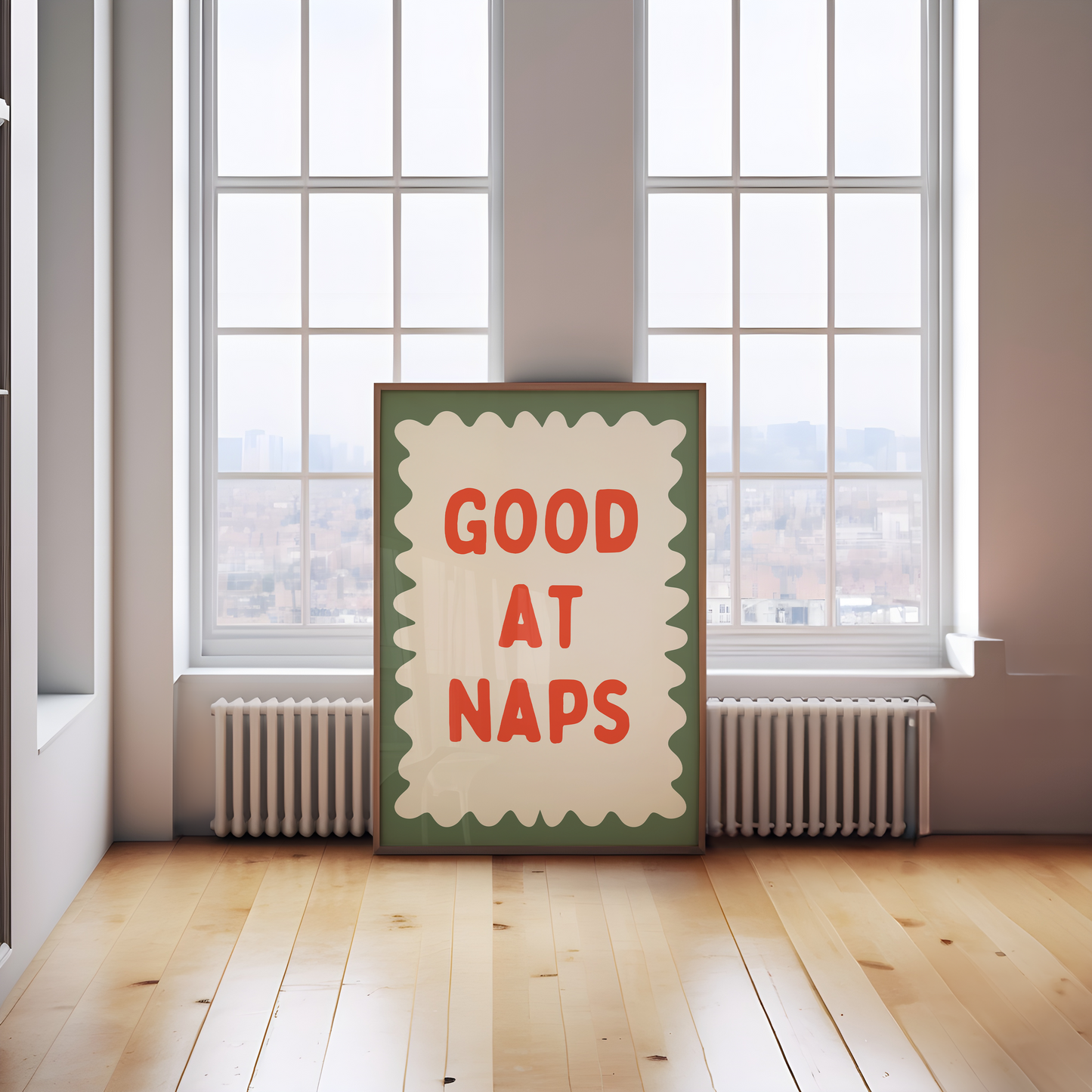 Good At Naps | Red and Olive Green | Art Print