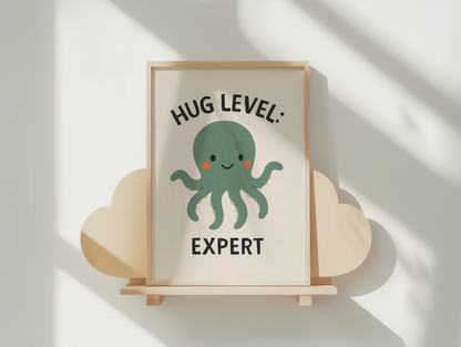 Hug Level: Expert | Black and Cream | Art Print