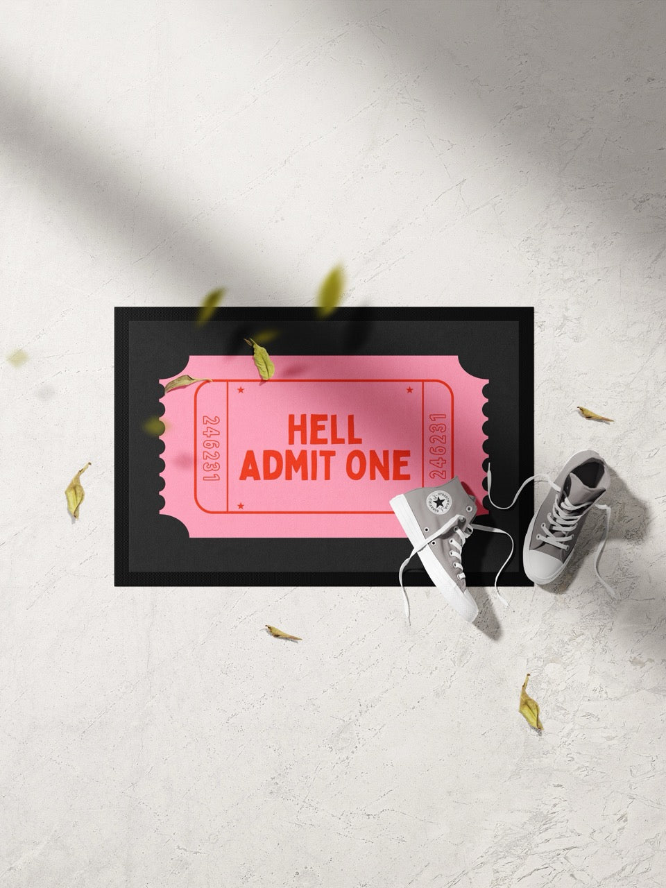 Hell Admit One | Red and Pink | Indoor Door Mat