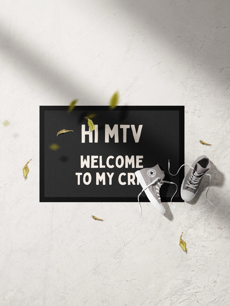 Hi MTV Welcome To My Crib | Cream and Charcoal | Indoor Door Mat