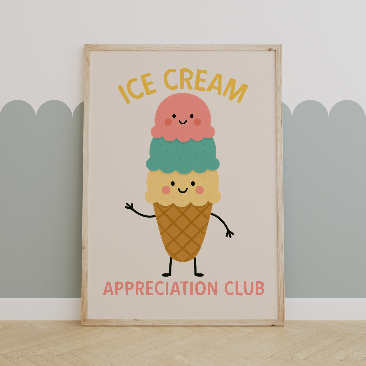 Ice Cream Appreciation Club | Yellow, Blush and Cream | Art Print