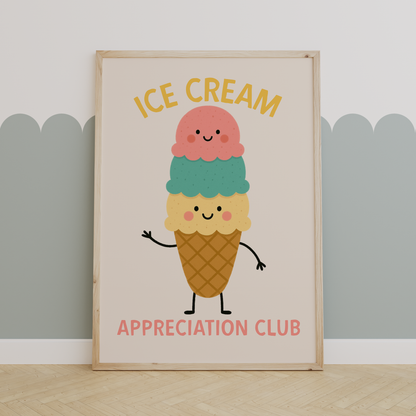 Ice Cream Appreciation Club | Yellow, Blush and Cream | Art Print
