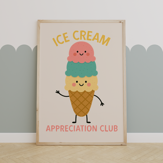 Ice Cream Appreciation Club | Yellow, Blush and Cream | Art Print