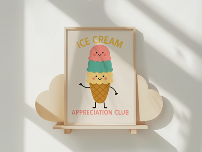 Ice Cream Appreciation Club | Yellow, Blush and Cream | Art Print