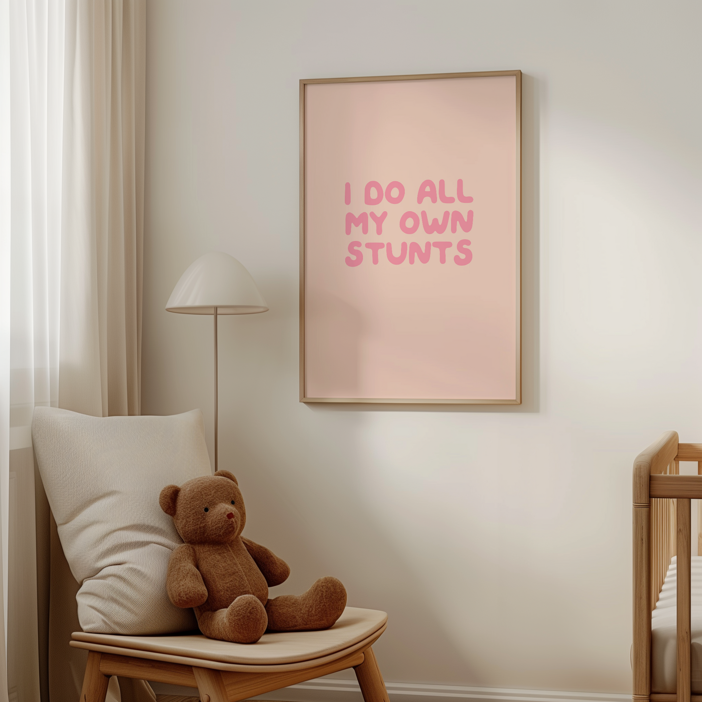 I Do All My Own Stunts | Blush Pink & Soft Pink | Art Print