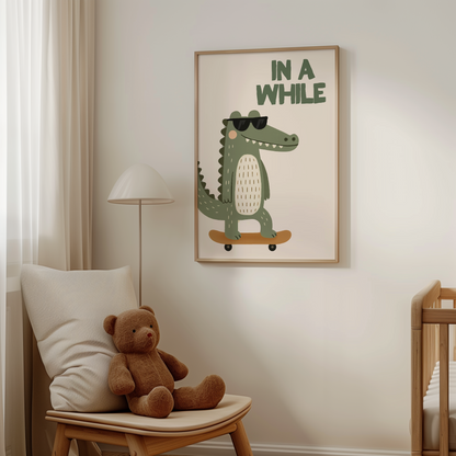 In A While Crocodile | Olive and Cream | Art Print