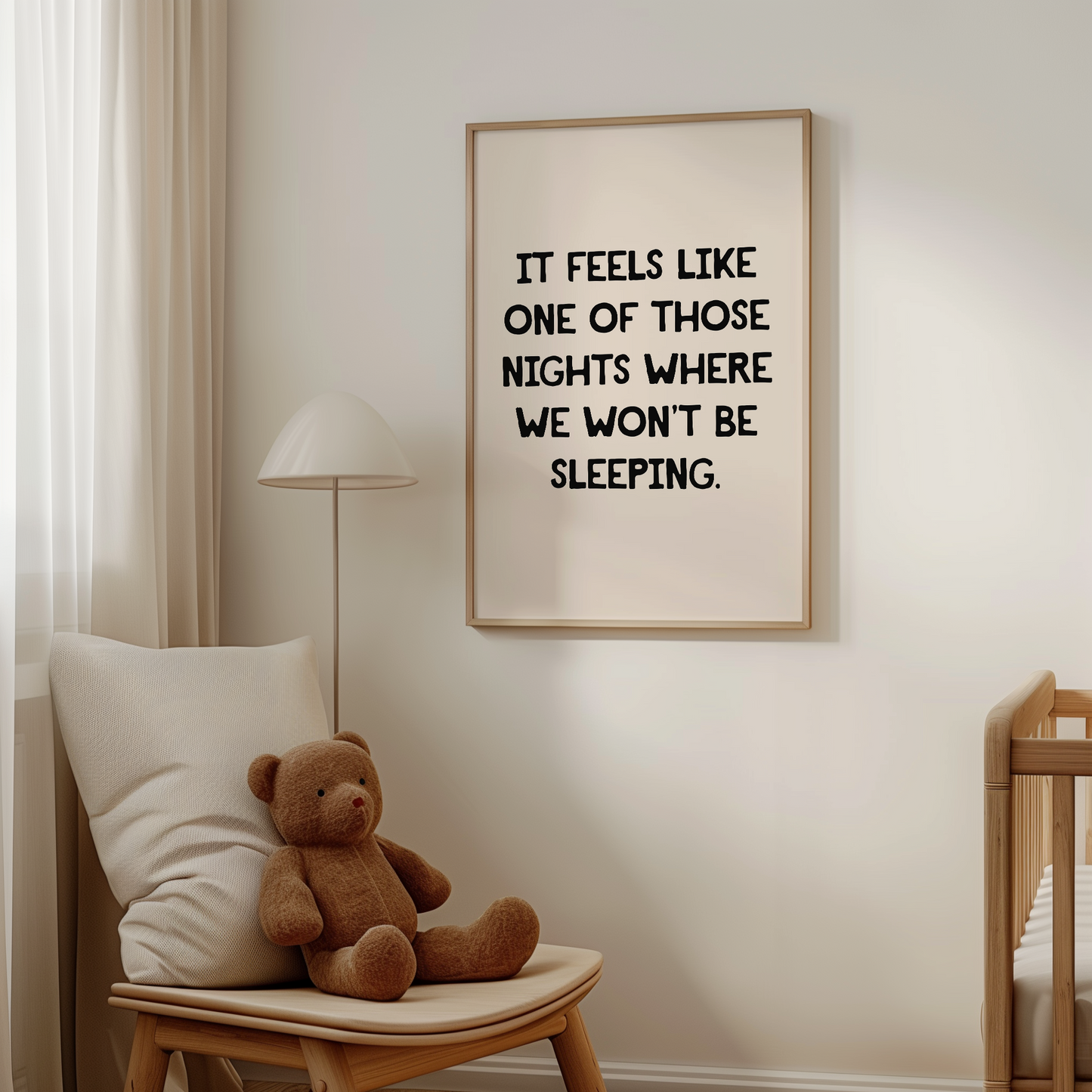 It Feels Like One Of Those Nights Where We Won't Be Sleeping | Black and Cream | Art Print