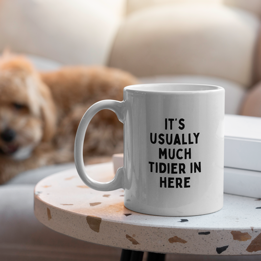 WISDOM & WONDER X HEY WONDER | It's Usually Much Tidier In Here | Black | Ceramic Mug
