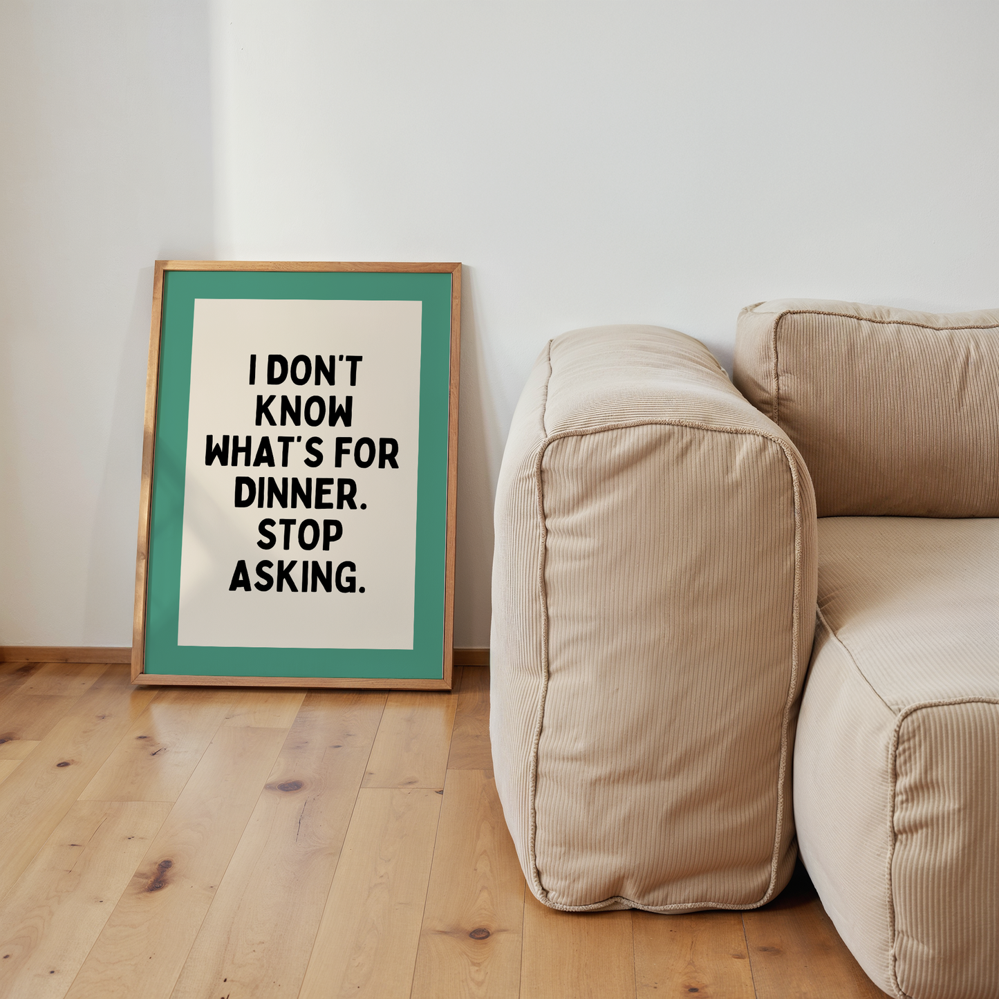 I Don't Know What's For Dinner | Vivid Teal, Black & Cream | Art Print