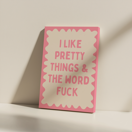 I Like Pretty Things & The Word Fuck | Blush Pink and Cream | Canvas