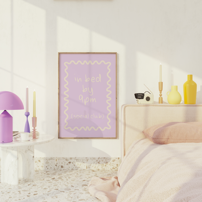 In Bed By 9pm | Cream and Lilac | Art Print