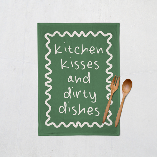 Kitchen Kisses And Dirty Dishes | Tea Towel