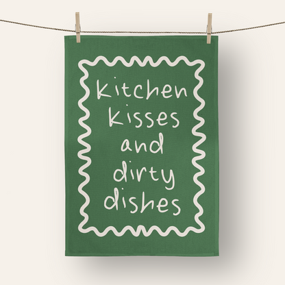 Kitchen Kisses And Dirty Dishes | Tea Towel