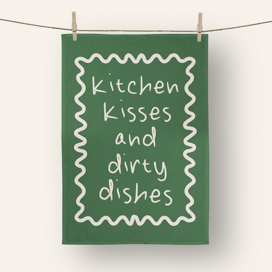 Kitchen Kisses And Dirty Dishes | Tea Towel