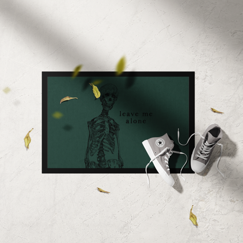 Please Leave Me Alone | Black and Forest Green | Indoor Door Mat