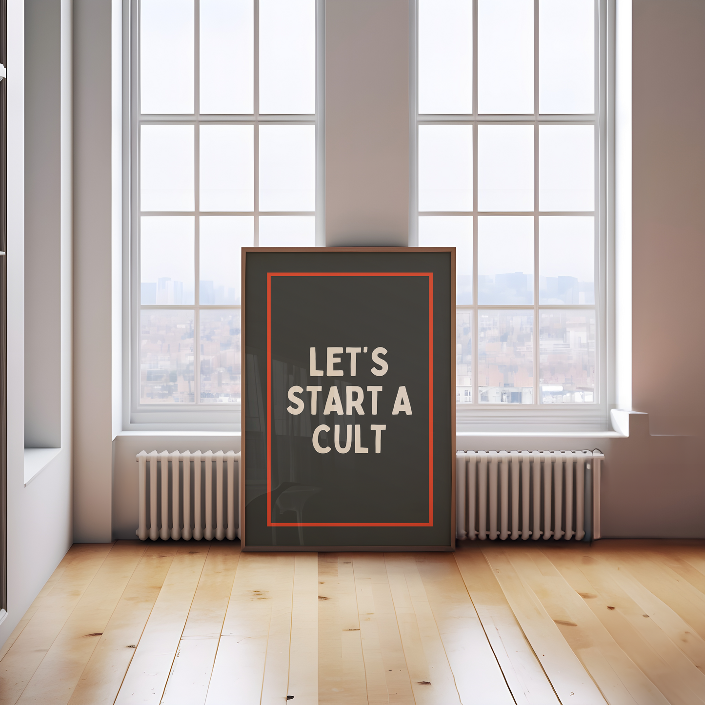 Let's Start A Cult | Cream & Charcoal | Art Print