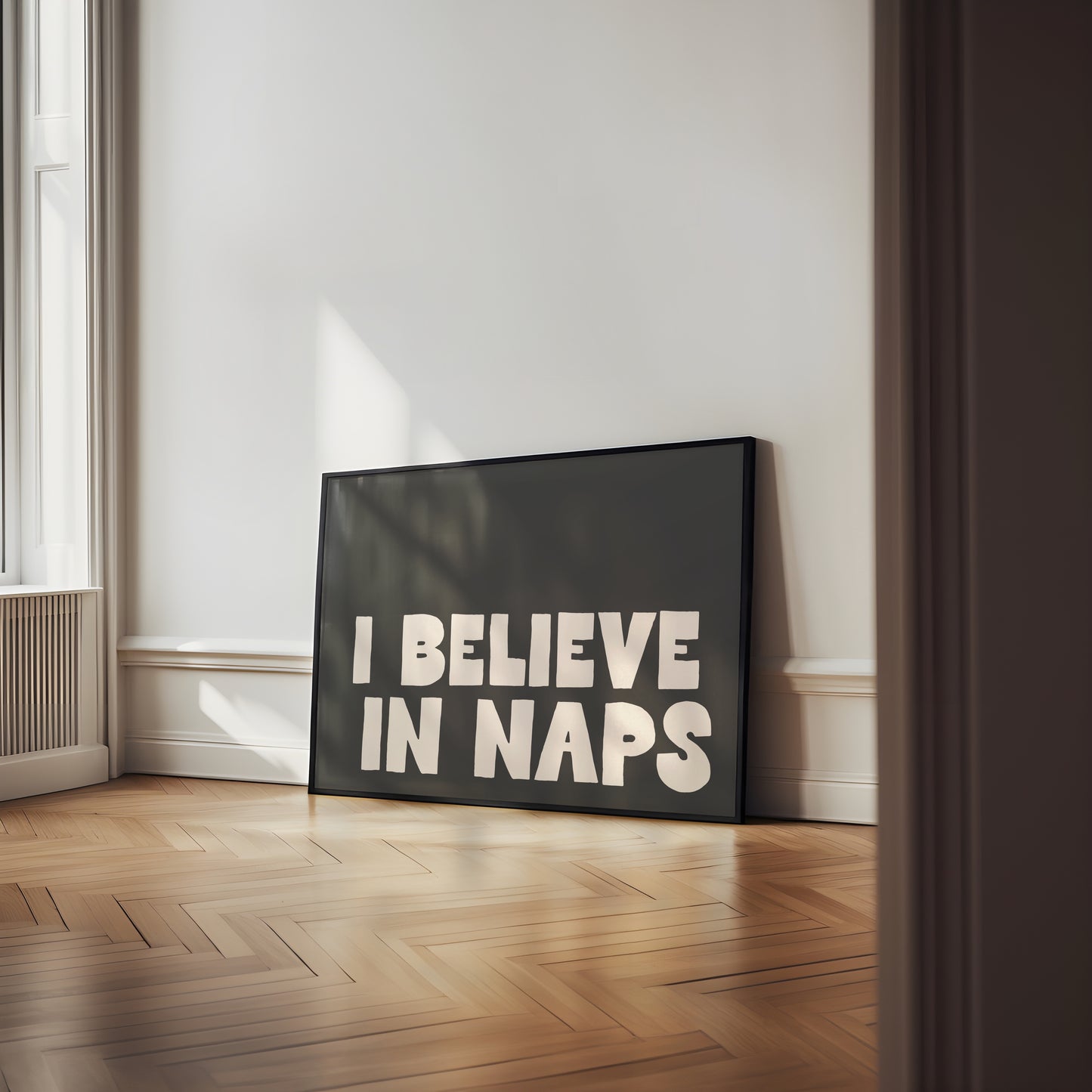 I Believe In Naps | Charcoal and Cream | Art Print