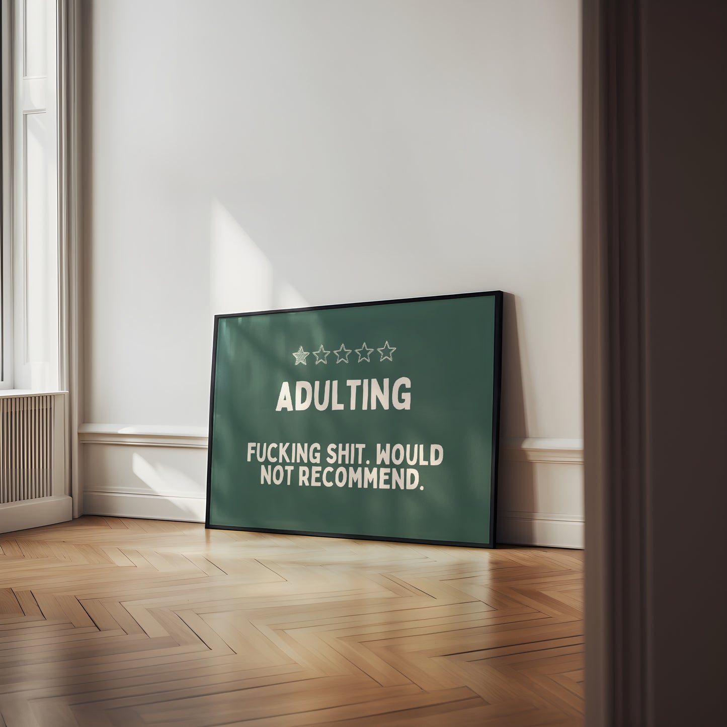 Adulting | Cream and Forest Green | Landscape | Art Print