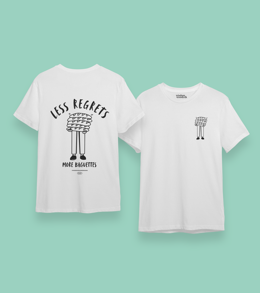 Less Regrets More Baguettes | Back Designs | Organic Unisex T Shirt
