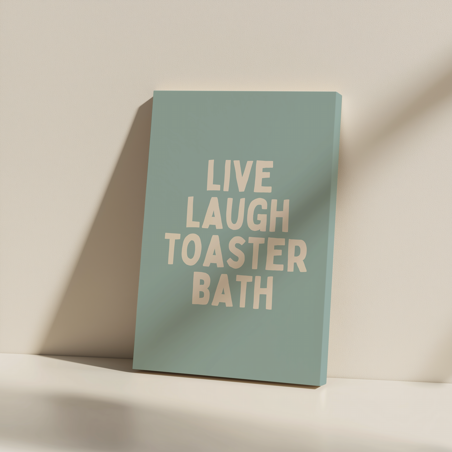 Live Laugh Toaster Bath | Cream and Seafoam | Canvas