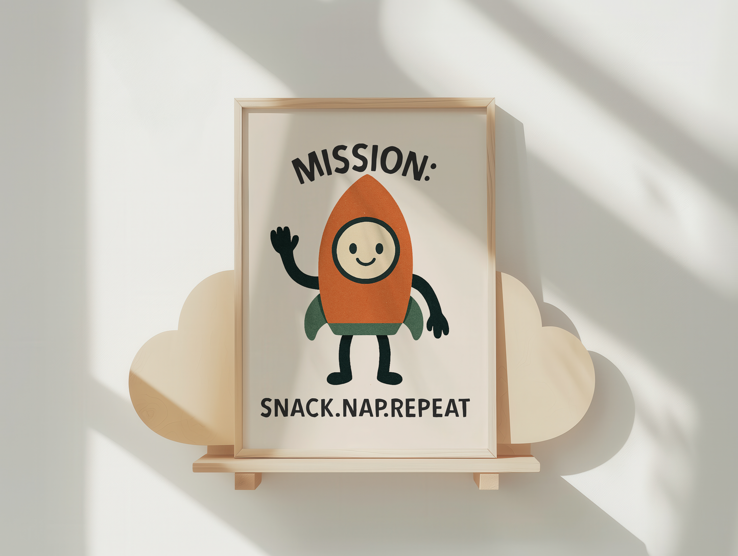 Mission: Snack, Nap, Repeat | Black and Cream | Art Print