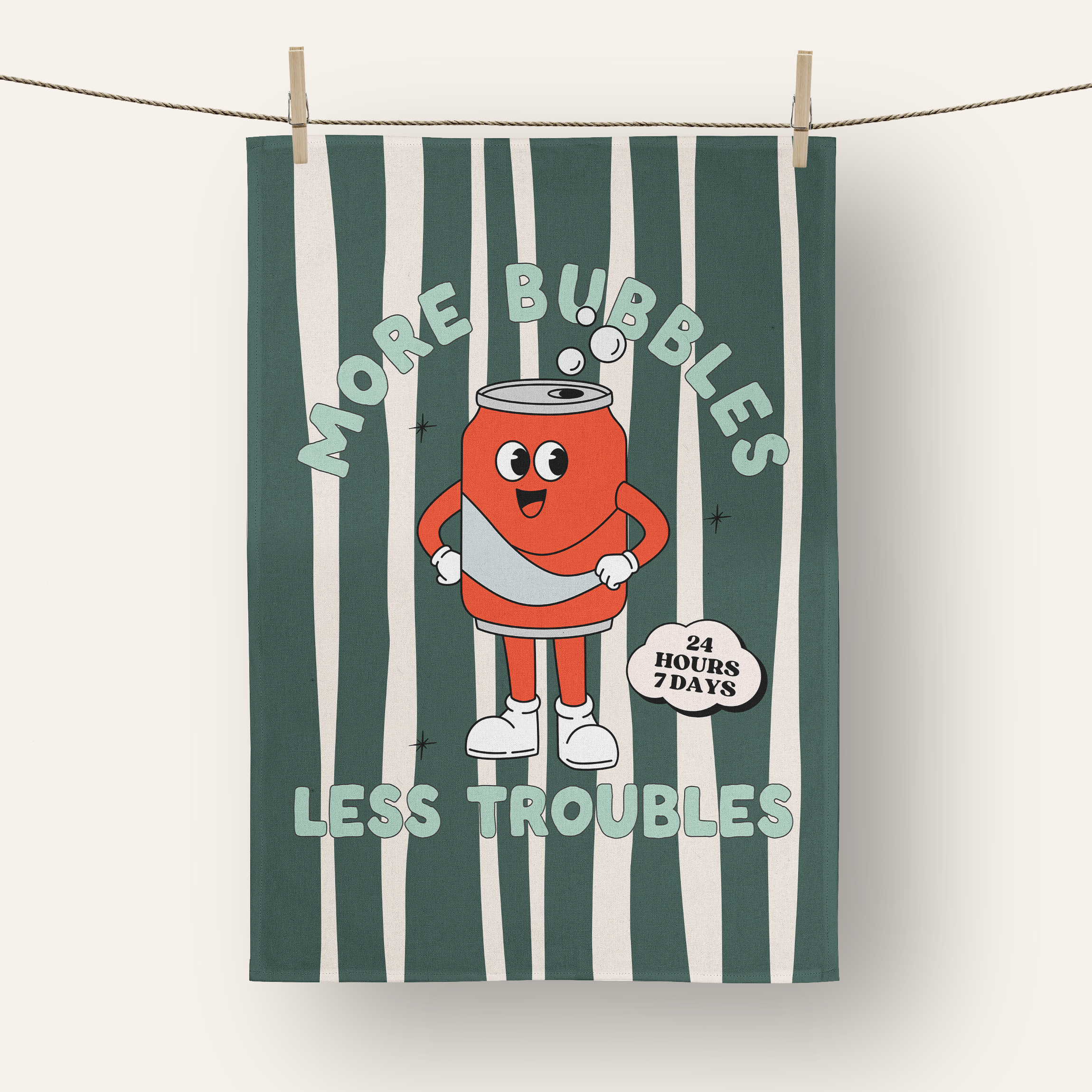 More Bubbles Less Troubles | Tea Towel – Wisdom and Wonder Designs
