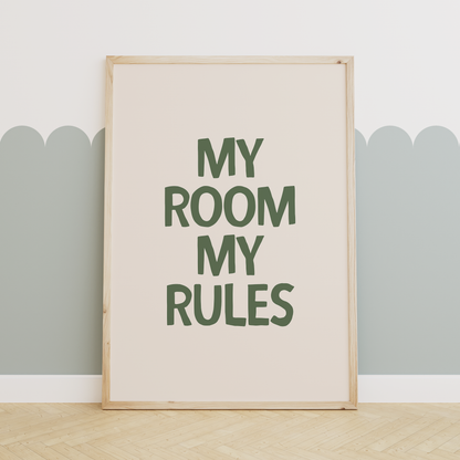 My Room My Rules | Olive Green and Cream | Art Print