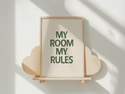 My Room My Rules | Olive Green and Cream | Art Print