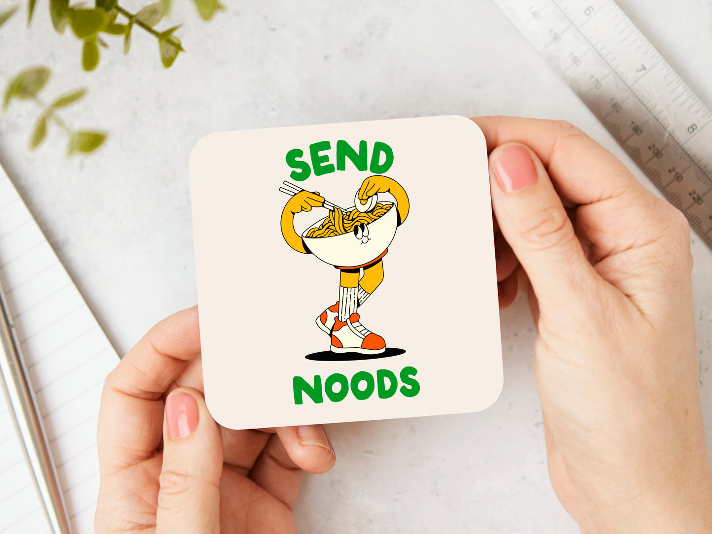 Send Noods | Green and Cream | Coaster