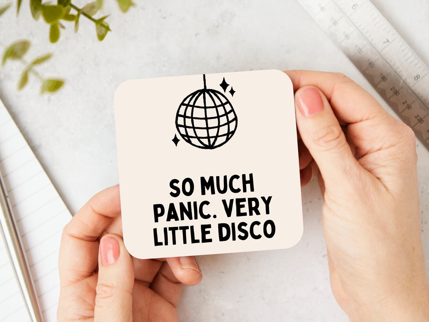 So Much Panic. Very Little Disco | Black and Cream | Coaster