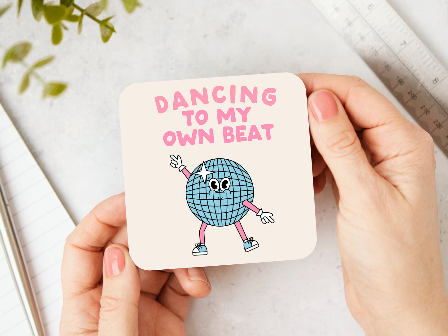 Dancing To My Own Beat | Blush Pink and Cream | Coaster