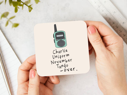 Charlie Uniform November Tango - Over | Seafoam and Cream | Walkie Talkie | Coaster