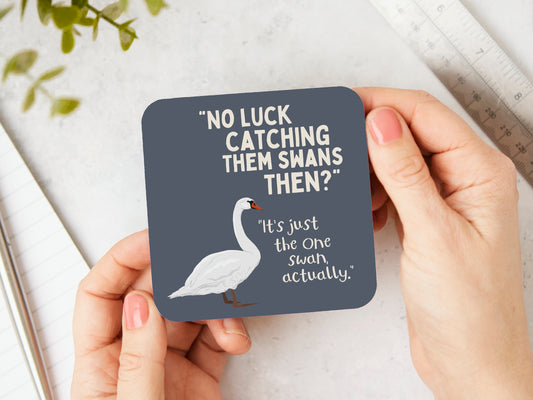 No Luck Catching Them Swans Then? | Blue Grey | Coaster