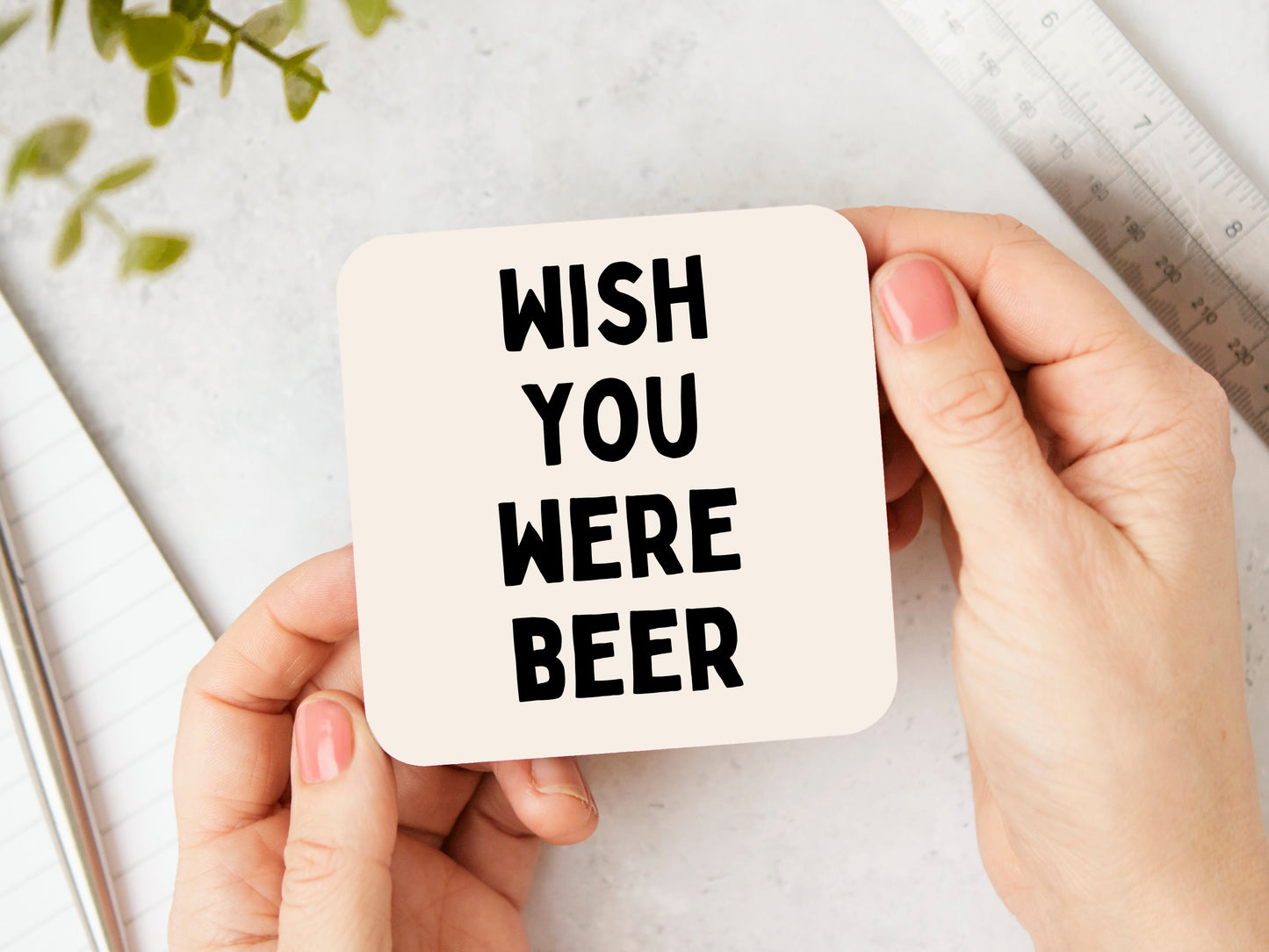 Wish You Were Beer | Black and Cream | Coaster