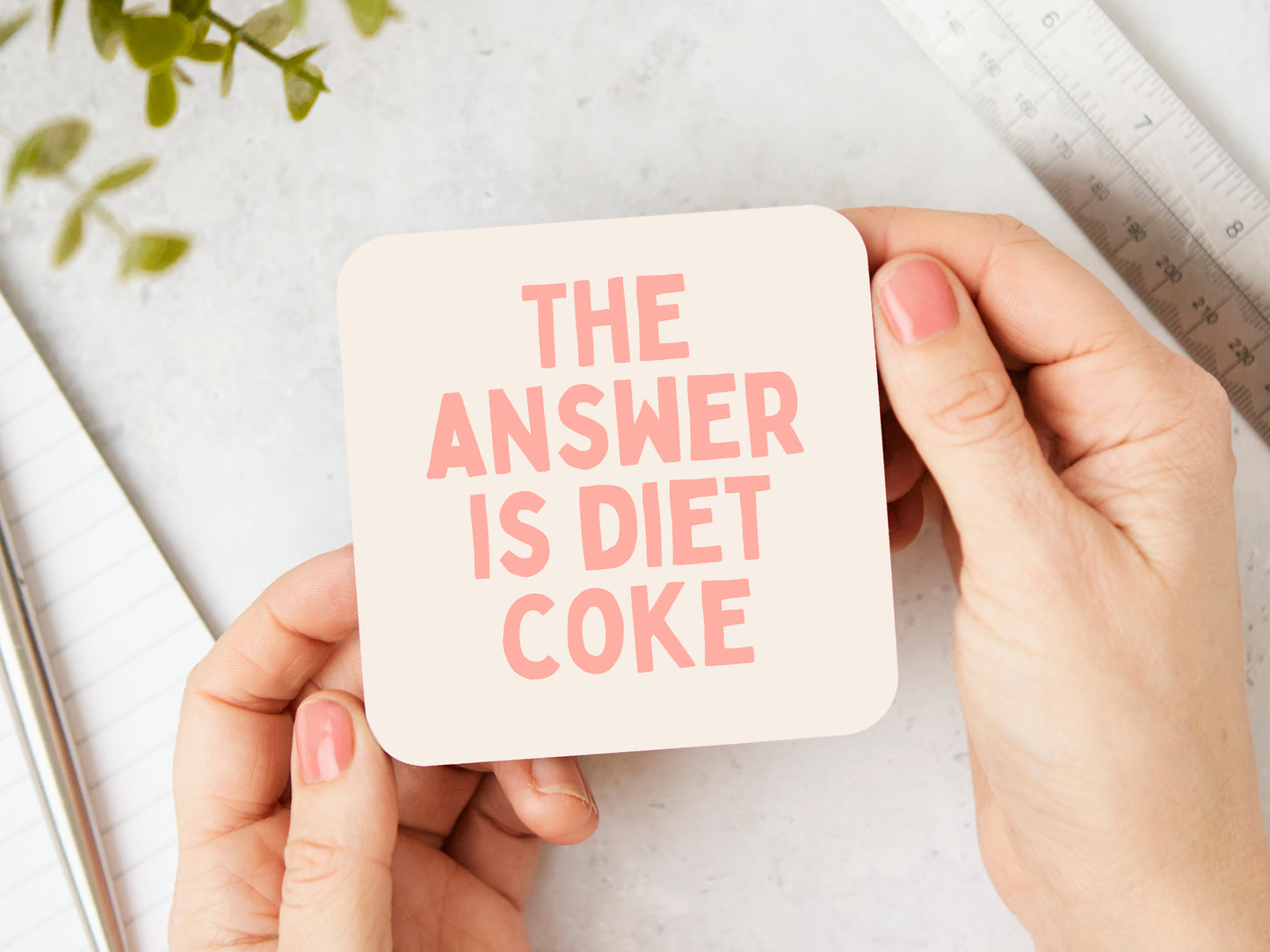 The Answer Is Diet Coke | Peach and Cream | Coaster