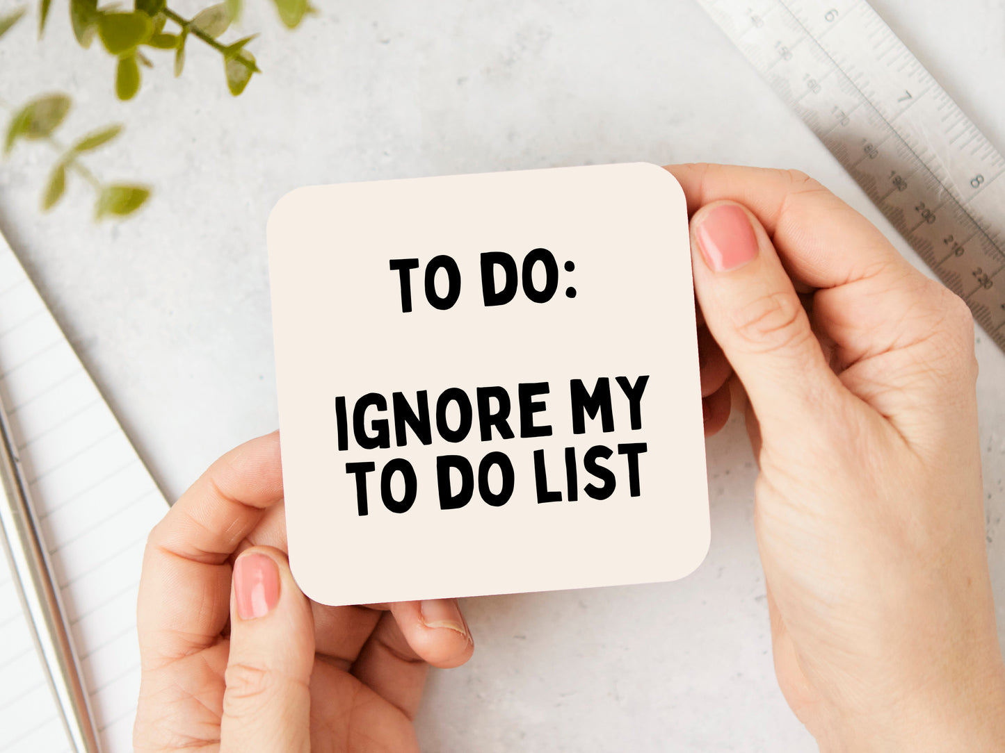 To Do: Ignore My To Do List | Black and Cream | Coaster