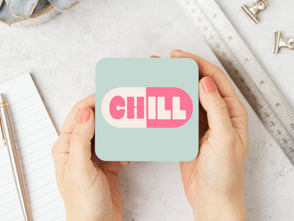 Chill Pill | Pink and Seafoam | Coaster