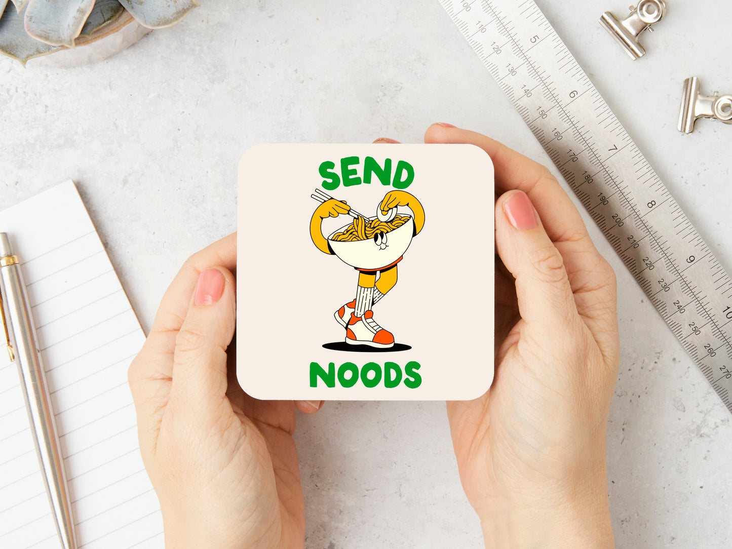 Send Noods | Green and Cream | Coaster