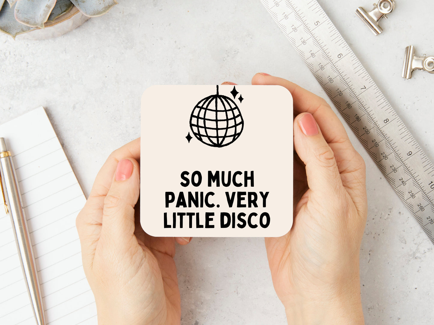 So Much Panic. Very Little Disco | Black and Cream | Coaster