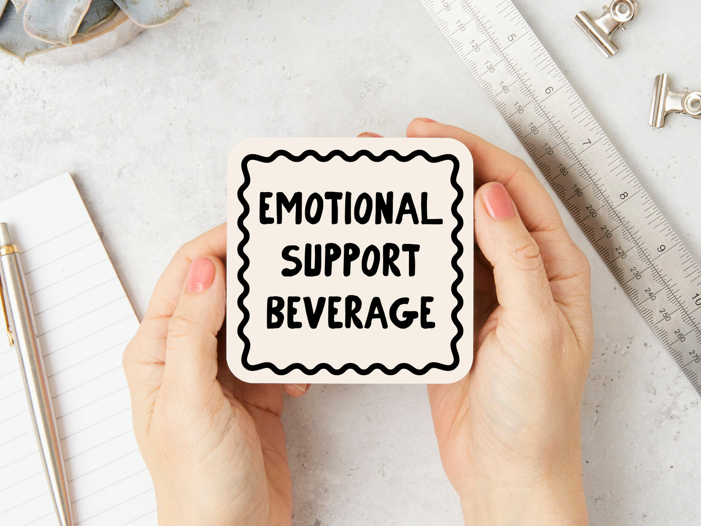 Emotional Support Beverage | Black and Cream | Coaster