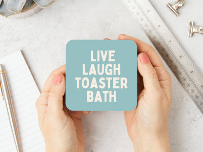 Live Laugh Toaster Bath | Cream and Seafoam | Coaster